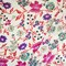 Ivory-Pink-Multi Floral Printed Poly Chiffon Woven Fabric By the Yard
